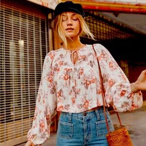 Christy Dawn Cream Sailor Collar Blouse with Tie Front